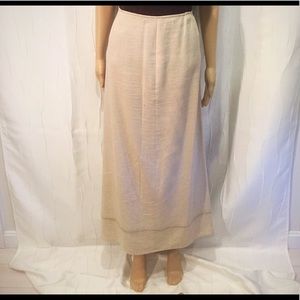 Tan/Natural Color Linen Blend Maxi Skirt